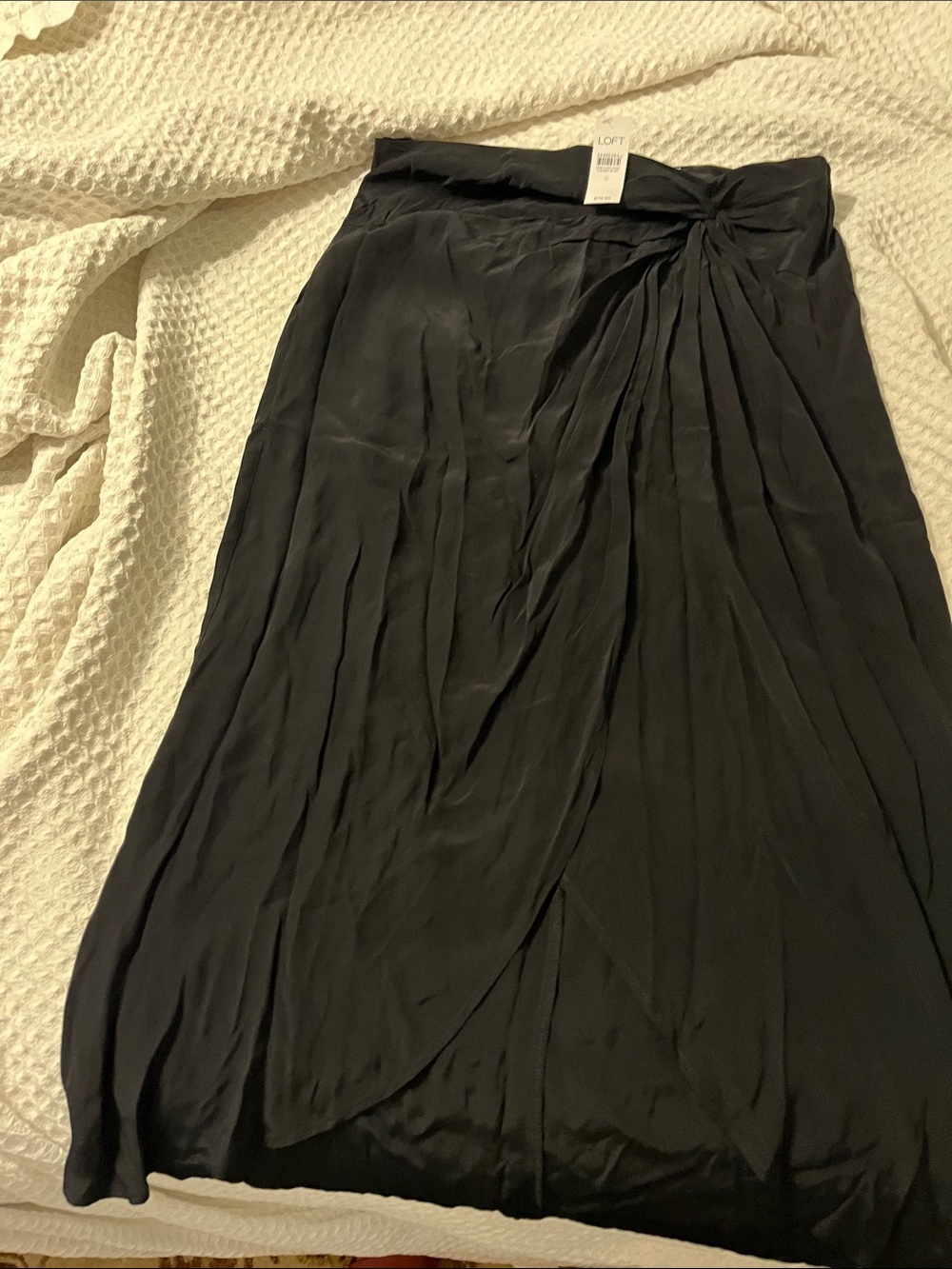 LOFT Black Maxi Wrap-Style Skirt with Knot Detail